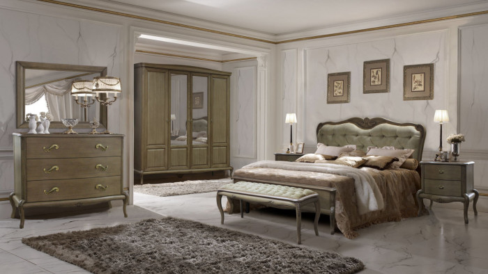 Модульная спальня "Монако" из массива дуба - отделка Классик (лак)