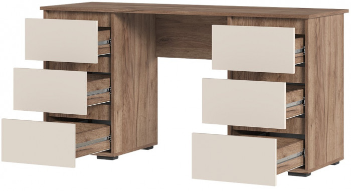 Хелен ПС 02 Письменный стол (1,420х0,730х0,500) кашемир/дуб крафт табачный