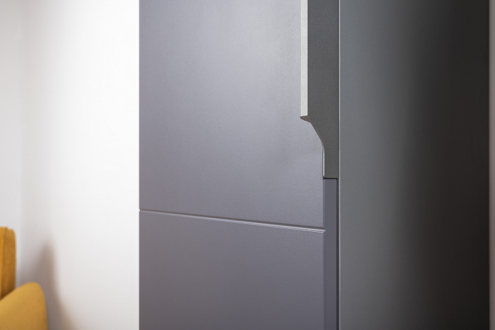 Октава Прихожая 15-123Н, цвет серый графит/дуб крафт золотой/фасады МДФ серый графит, ШхГхВ 161,5х35,4х197,6 см., универсальная сборка