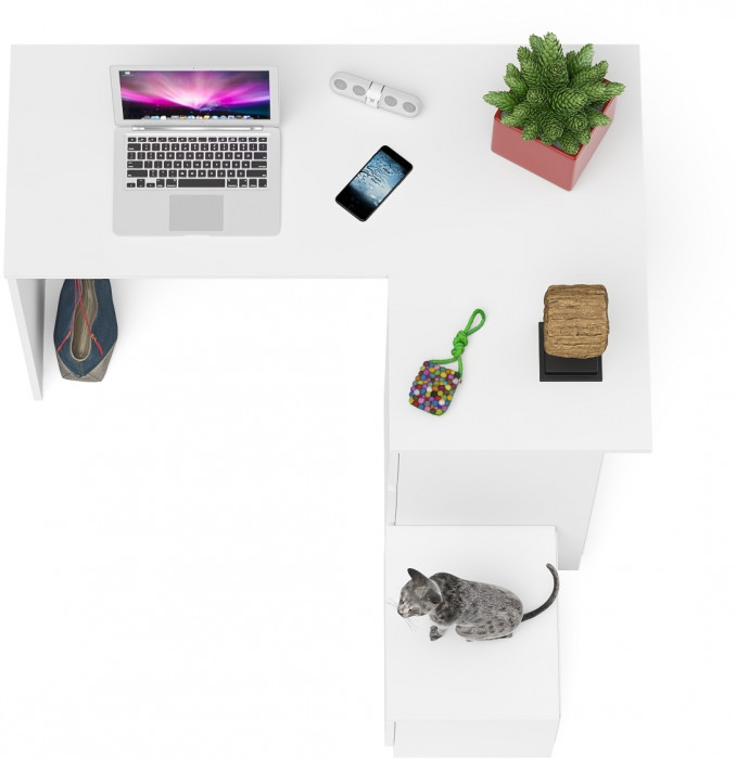 Мори компьютерный стол МС-16 правый + Тумба ТМП400.1, белый