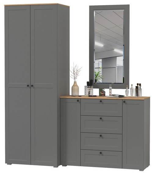 Остин Прихожая 14, серый графит/дуб крафт золотой