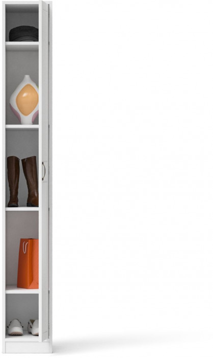 Прихожая П-6-500 Пенал, цвет белая шагрень/фасады МДФ белое дерево фрезеровка прованс, ШхГхВ 30х50х210 см., универсальная сборка