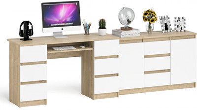 Мори Стол компьютерный МС-2 + Комод МК1200.3, цвет дуб сонома/белый, ШхГхВ 255,8х50х76,6 см., универсальная сборка