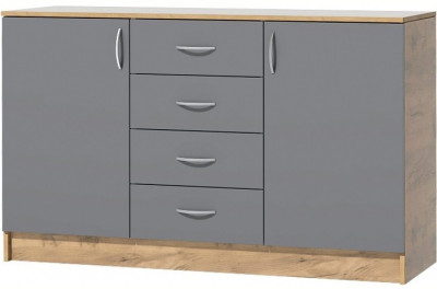 Кэт-7 Комод 2 створки 4 ящика (Крафт золотой / Графит)