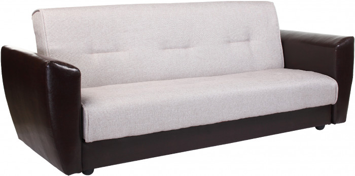 Диван-книжка Амстердам, 140х190, рогожка/экокожа, бежевый