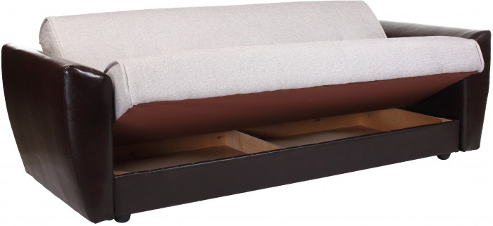 Диван-книжка Амстердам, 140х190, рогожка/экокожа, бежевый