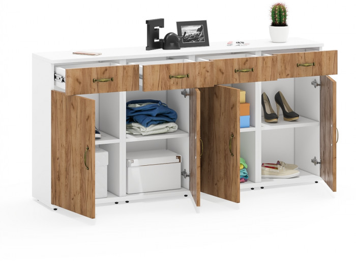 Лидер-8 Тумба МД 3.15 4 шт., белый шагрень/крафт золото