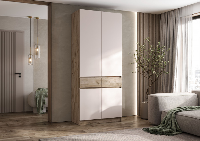 Шкаф 2-х створчатый, Крафт серый/Кашемир