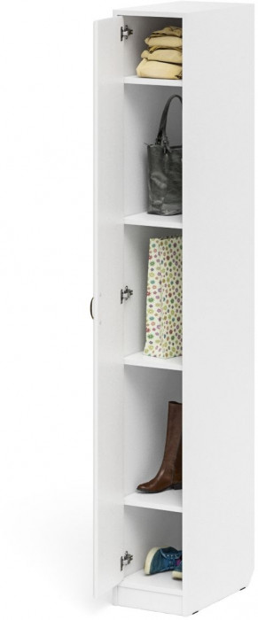 Прихожая П-6-500 Пенал, цвет белая шагрень/фасады МДФ белое дерево фрезеровка ромб, ШхГхВ 30х50х210 см., универсальная сборка