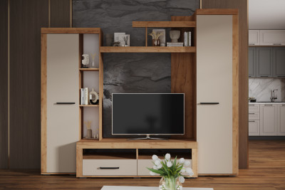 Гостиная Марсель-4, Дуб крафт золотой/Кашемир