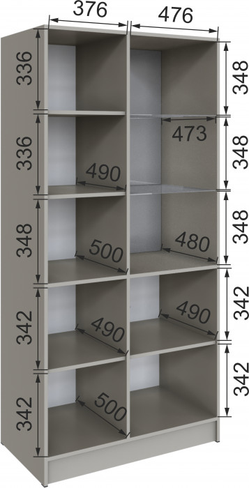 Шкаф Мадрид (0,9) с 1 витриной, Кашемир