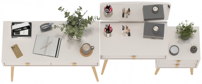 Афина Спальня Стол + Трюмо, кашемир серый