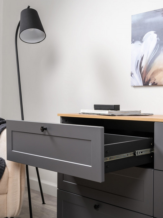 Остин 16.240 Комод, цвет серый графит/дуб крафт золотой, ШхГхВ 160,1х41,9х75,4 см. (шесть выдвижных ящиков)