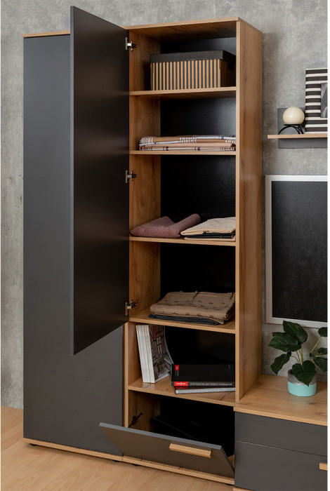 Шкаф МЦН Кровн 11, Графит, Дуб золотистый