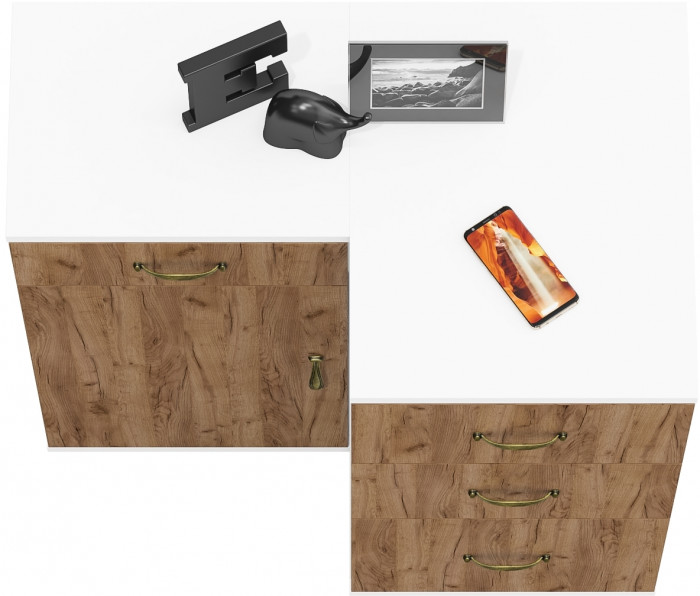 Лидер-8 Тумба МД 3.16 + Тумба МД 3.19, цвет белый шагрень/крафт золото, ШхГхВ 80х50х75 см., универсальная сборка