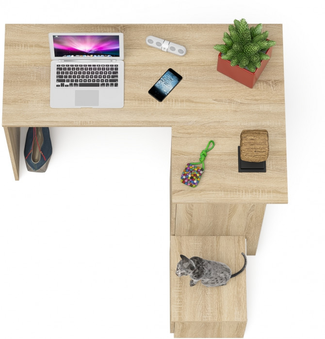 Мори компьютерный стол МС-16 правый + Тумба ТМП400.1, дуб сонома