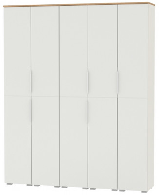 Октава Набор шкафов 46, цвет белый шагрень/дуб крафт золотой/фасады МДФ белый шагрень, ШхГхВ 161х35,3х197,6 см., универсальная сборка