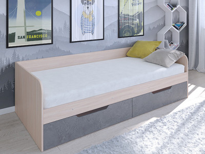 Кровать Астра одноярусная Дуб молочный/Железный Камень