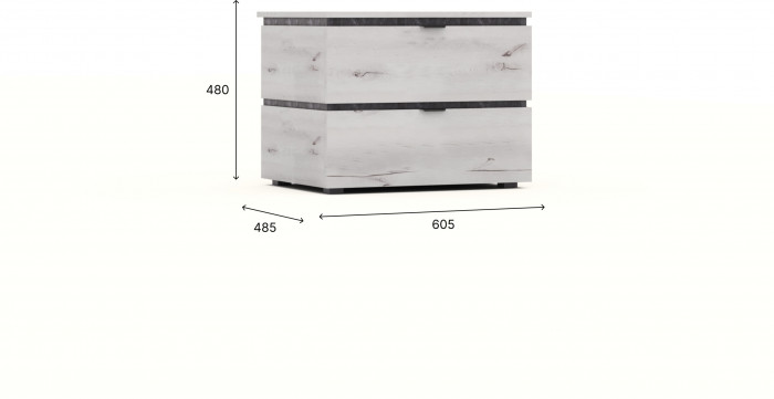 Тумба прикроватная 2 ящика "Ривьера" - Канадский дуб арктик/Бетон спаркс