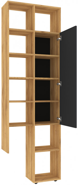 Шкаф с открытыми полками Кровн 22. Графит, Дуб золотистый