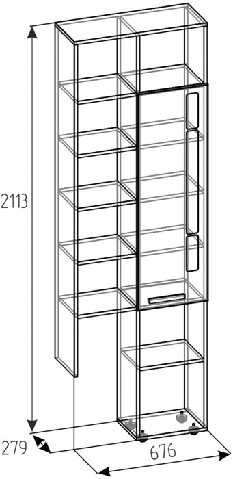 Шкаф с открытыми полками Кровн 22. Графит, Дуб золотистый