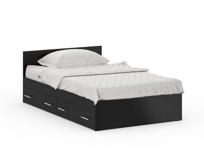 Спальня Стандарт 2-1200Я, цвет венге, ШхГхВ 123,5х203,5х70 + 171,2х81,2х200 см., сп.м. 1200х2000 мм., без матраса, основание есть