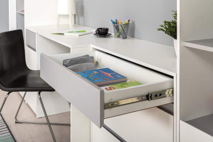 Торонто Компоновка № 01, цвет белый шагрень/стальной серый, ШхГхВ 320х53,1х195,7 см., универсальная сборка