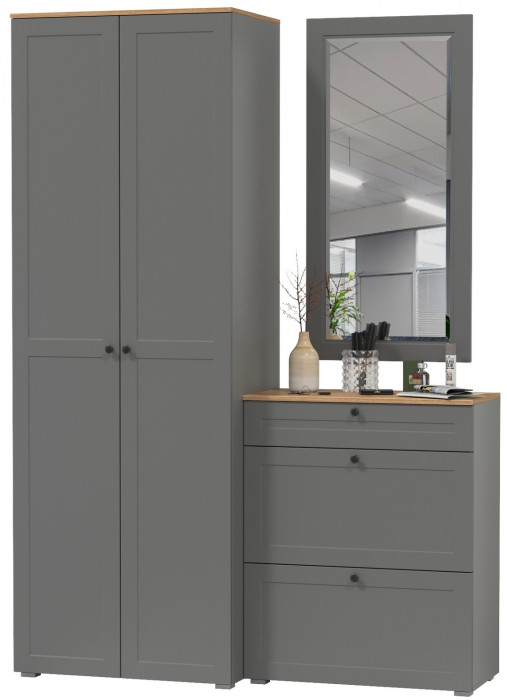 Остин Прихожая 16, серый графит/дуб крафт золотой