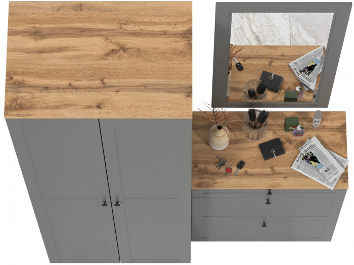 Остин Прихожая 16, серый графит/дуб крафт золотой