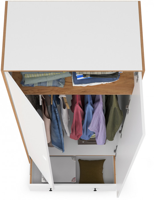 Вуди 13.138 Шкаф для одежды, белый премиум/дуб крафт золотой