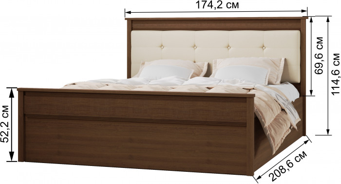 Ливорно Кровать ЛКР-1 (1,6) с ортопедом, Орех донской