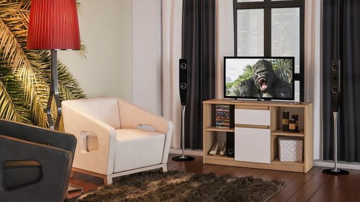 Мори Тумба ТВ МТВ1204.1, цвет дуб сонома/белый, ШхГхВ 120,4х41х73 см.