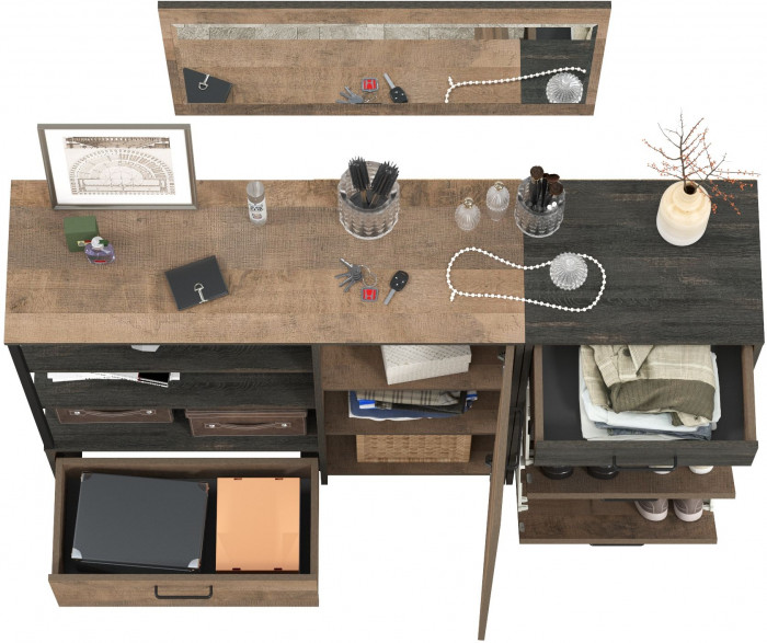 Трувор Прихожая 144, цвет дуб гранж песочный/интра, ШхГхВ 159х37х195 см., универсальная сборка