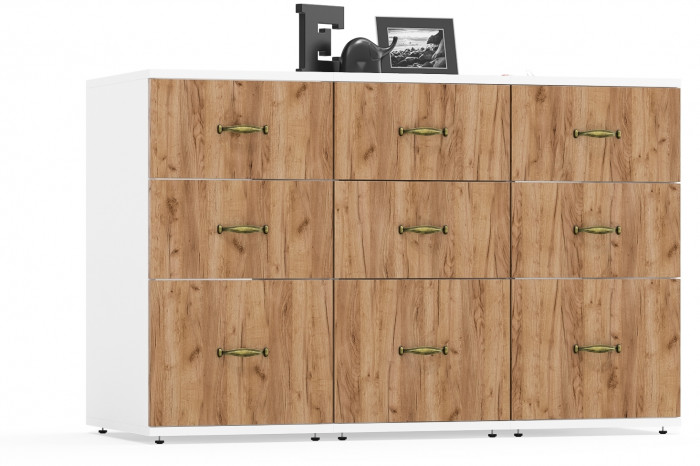 Лидер-8 Тумба МД 3.16 3 шт., цвет белый шагрень/крафт золото, ШхГхВ 120х50х75 см., универсальная сборка