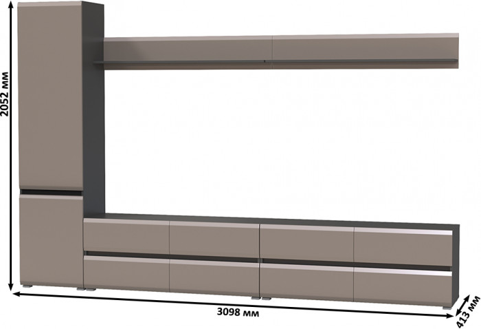 Сидней Комплектация № 100, корпус: антрацит/фасады: МДФ веллюто капучино