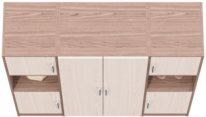 Шкаф С-МД-СК9Ш+Пенал С-МД-СК9П+Пенал С-МД-СК9П, ясень шимо светлый/ясень шимо тёмный