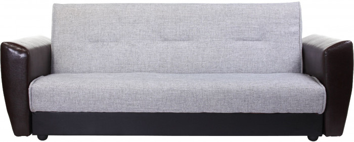 Диван-кровать Амстердам, 140х190, книжка, пружинный блок, рогожка/экокожа, серый