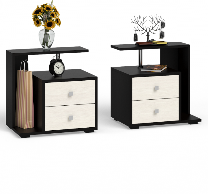 Камелия спальня № 2 Кровать 1600 + Две тумбы + Стол косметич. + Зеркало + Шкаф 4-х, венге/дуб лоредо