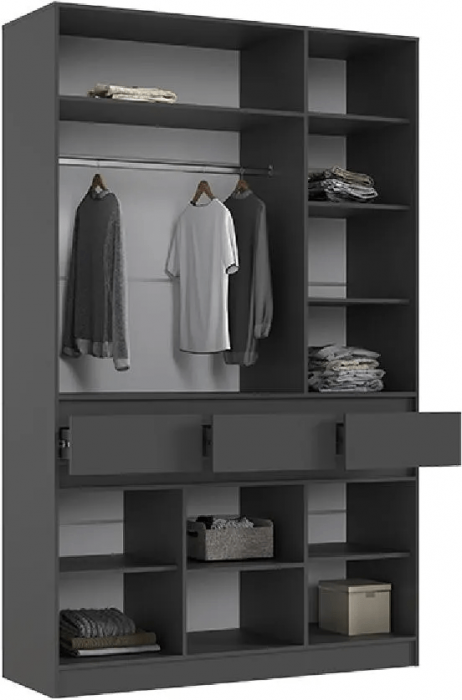 Прихожая Шкаф 3-х ств (Графит/Дуб Крафт Белый) (Дуб крафт белый/Графит)