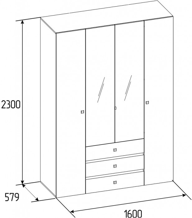 Шкаф для одежды и белья Нео 555, дуб шавиниган