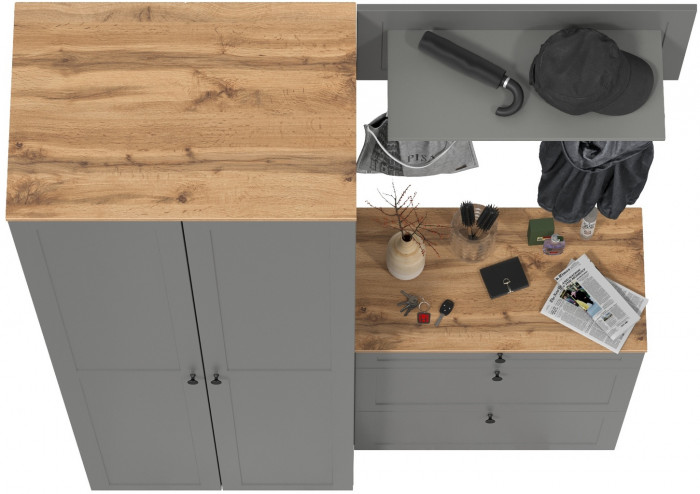 Остин Прихожая 17, серый графит/дуб крафт золотой