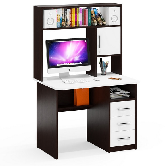 компьютерный стол С-МД-СК9, венге/белый шагрень