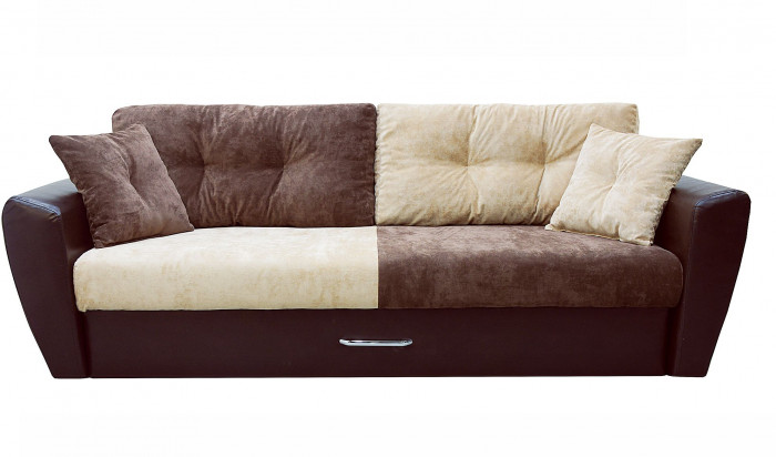 Диван-еврокнижка Амстердам Люкс, 150х195 пружинный блок, велюр/экокожа, комби