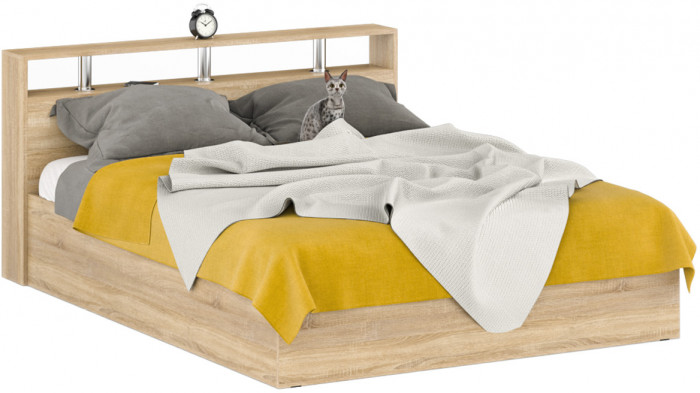 Камелия спальня № 2 Кровать 1600 + Две тумбы + Стол косметич. + Зеркало + Шкаф 4-х, дуб сонома