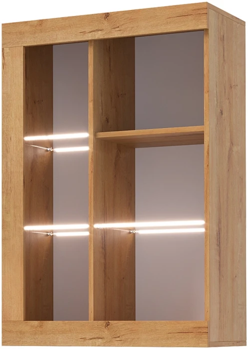 Прага Витрина универсальная ЛДСП, вотан/Черный глянец