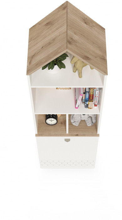 Эйп 13.14 Шкаф комбинированный, цвет белый/дуб белый, ШхГхВ 53х41,5х183,8 см., универсальная сборка