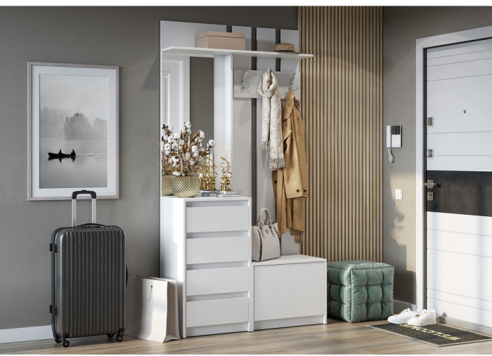 Вешалка с зеркалом Айден ВШ06-1100, белый