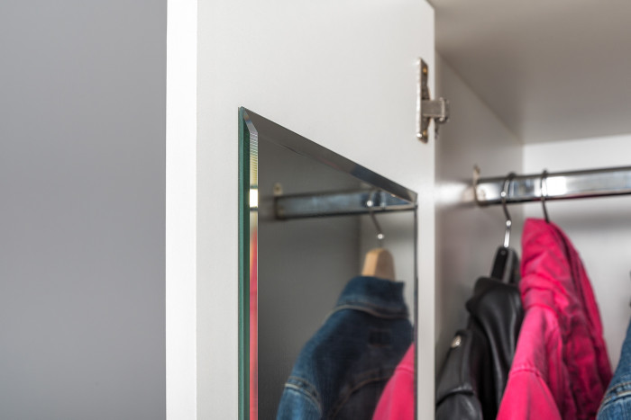 Торонто Компоновка № 05, цвет белый шагрень/стальной серый, ШхГхВ 280х53,1х195,7 см., универсальная сборка