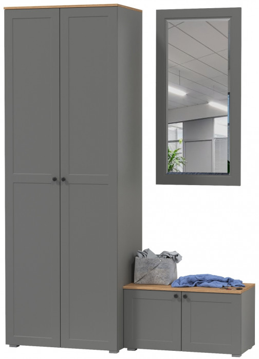 Остин Прихожая 18, серый графит/дуб крафт золотой