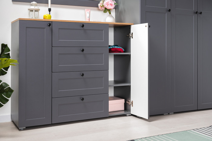 Остин Прихожая 55, цвет серый графит/дуб крафт золотой, ШхГхВ 320х54,3х229,6 см., универсальная сборка